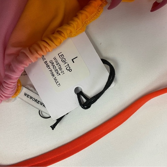 WeWoreWhat Leigh Top Tie Dye  Orange Bandeau Halter Adjustable Baby Pink Multi - Picture 8 of 8